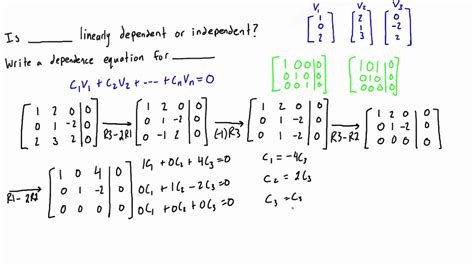 Write a dependence equation for a set of vectors - YouTube