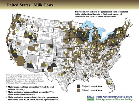 USDA Releases New Maps Identifying Major Crop Producing Areas: Milk Cows