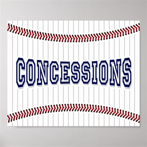 Baseball Party CONCESSIONS Sign Print | Zazzle