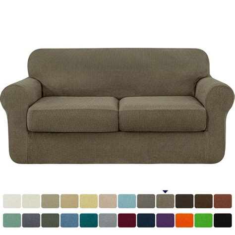 Subrtex Textured Grid Stretch Sofa Cover Couch Slipcover with Separate Cushion Cover （Olive ...