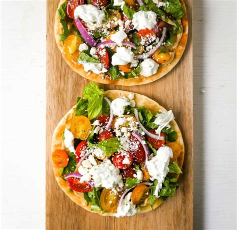 Greek Salad Pita Pizzas – Modern Honey