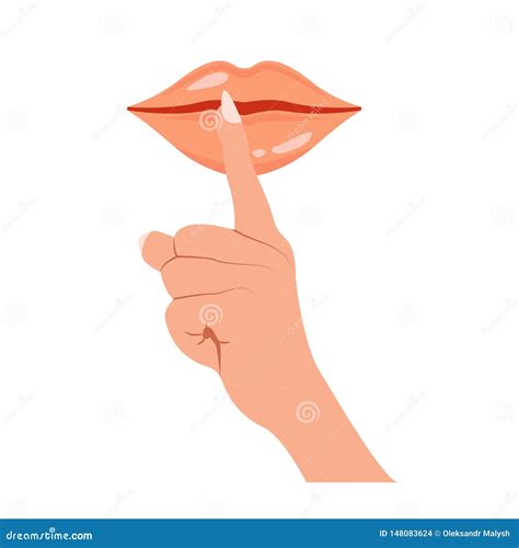 Keep Silence Icon. Be Quiet Lips and Hand with Finger Silent Sign Stock Vector - Illustration of ...