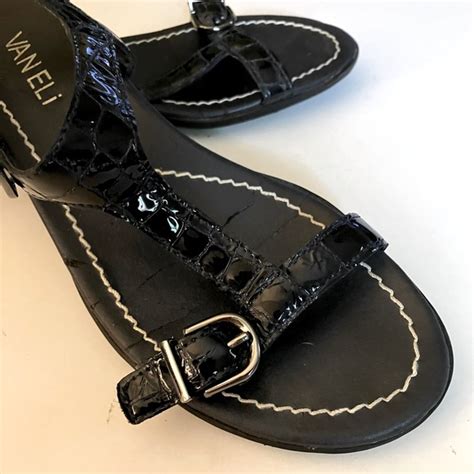 Vaneli | Shoes | Vaneli Taletha Black Strappy Back Adjustable Sandals White Stitch Outline ...