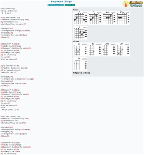 Chord: Baby Don't Change - tab, song lyric, sheet, guitar, ukulele ...