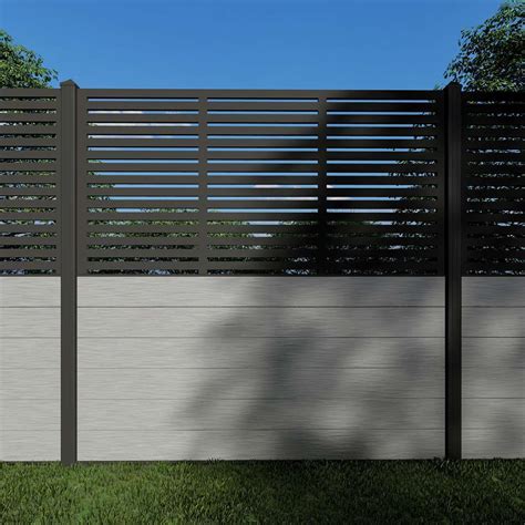 Composite Fence Panels with 90cm Slatted Screen (Inc Aluminium Posts ...