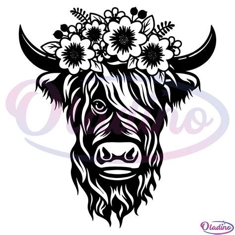 Floral Highland Cow SVG, Cow Svg, Highland Cow Svg, Floral Animal Svg