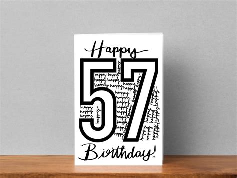 57th Birthday Card, Happy 57 Birthday, Birthday Card for 57-Year-Old ...