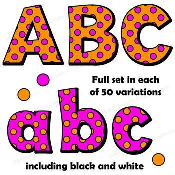 Polka Dot Alphabet Clip Art | Bulletin Board Letters by Dancing Crayon ...