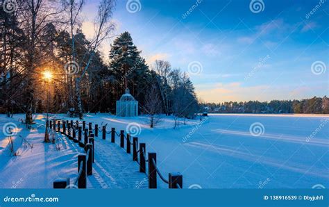 Winter Sunrise Over a Snow-covered Lake Stock Image - Image of aerial, morning: 138916539