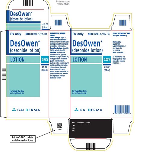 DesOwen® Rx Only(desonide cream and lotion)cream 0.05%and lotion 0.05% For Dermatologic Use Only ...