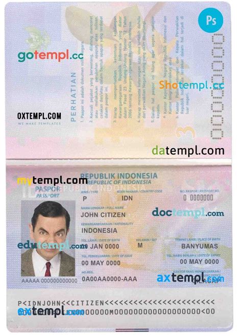 Indonesia passport PSD download template | by Pretempl Passport ...