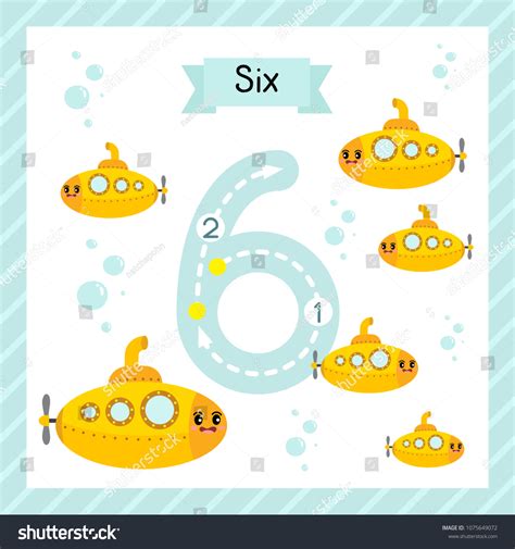 Cute Children Flashcard Number Six Tracing: เวกเตอร์สต็อก (ปลอดค่าลิขสิทธิ์) 1075649072 ...