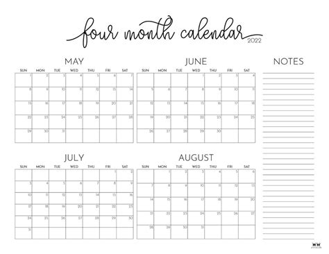 Month To Month Calendar 2022