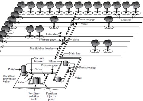 Typical drip irrigation system layout [1]. | Download Scientific Diagram