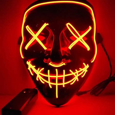 FANLUS Halloween Mask LED Light up Purge Mask for Festival Cosplay ...