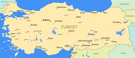 Map of Turkey - Guide of the World