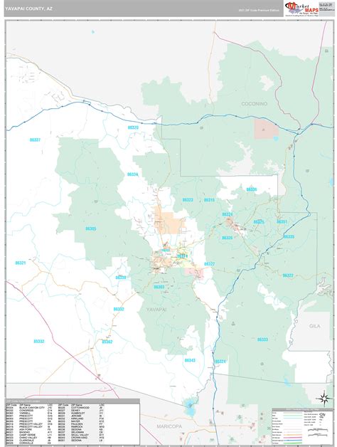 Yavapai County Wall Map Premium Style