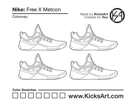 Nike Free x Metcon Sneaker Coloring Pages - Created by KicksArt