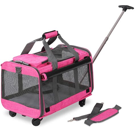 Kopeks Pink Pet Carrier with Detachable Wheels, 20" L X 13" W X 11.5" H | Petco