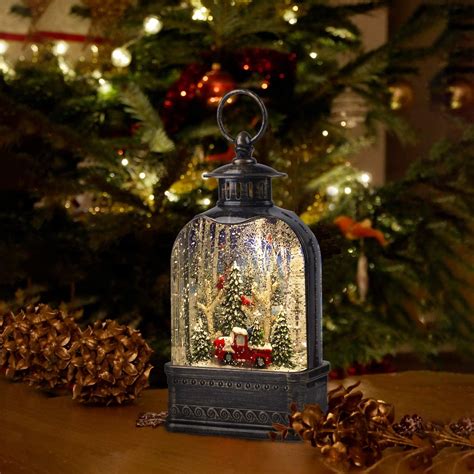 Christmas Lantern Glitter Water Battery Operated Snow Globe Lanterns ...