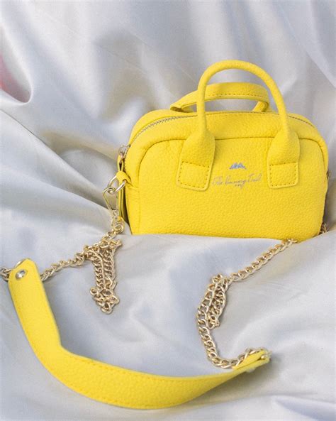 Yellow Mini Bag Purse, Canary Yellow Purse With Detachable Gold Chain Cross-body Detailing ...