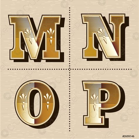 Vintage western alphabet letters font design vector illustration m, n ...