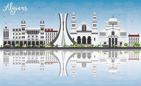 Algiers Skyline with Gray Buildings, Blue Sky and Reflections. 7520440 ...