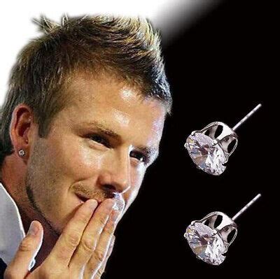 Men's / Boy's: Beckham 8mm 18ct White Gold Plated Cubic Zirconia Stud Earrings | eBay