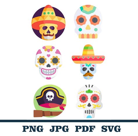 Day of the Dead Png Skull Silhouette Dia De Los Muertos Day - Etsy