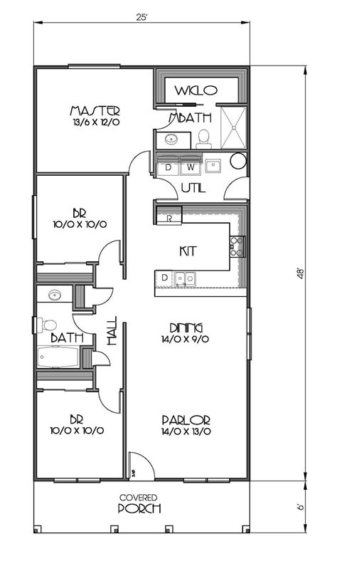 Cottage Style House Plan - 3 Beds 2 Baths 1200 Sq/Ft Plan #423-49 | 1200sq ft house plans ...