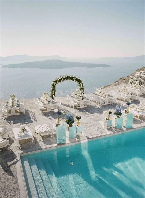 elegant blue and white wedding in stunning Santorini