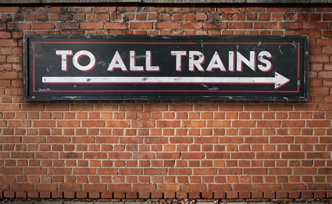 Vintage Train Station Sign, Hand-Painted, Distressed