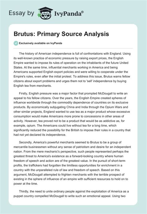 Brutus: Primary Source Analysis - 916 Words | Essay Example