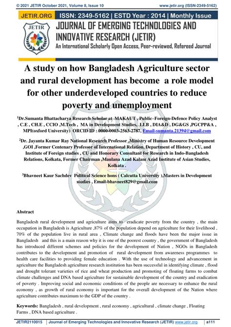 (PDF) A study on how Bangladesh Agriculture sector and rural development has become a role model ...