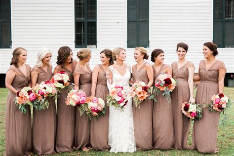 Mocha-Colored Bridesmaid Gowns