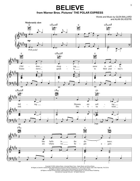 Josh Groban Believe (from The Polar Express) Music Notes | Sheet music ...