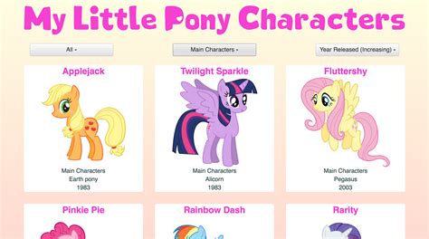 My Little Pony Names And Pictures