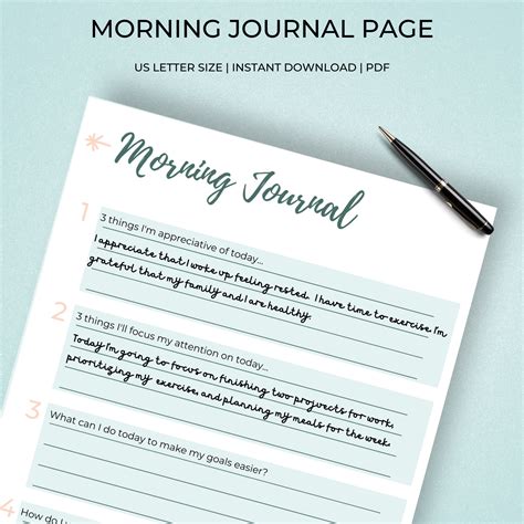 Journal Prompt Printable Morning Journal Page Daily | Etsy