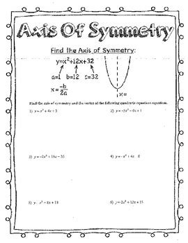 Axis of Symmetry Worksheet by Em Lil | TPT