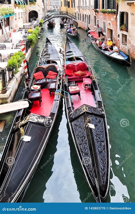 Venice, Italy. Beautiful Venice Canals with Boats and Gondolas ...