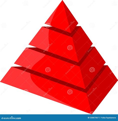 Red Pyramid Diagram with 4 Steps Stock Illustration - Illustration of block, business: 33067567