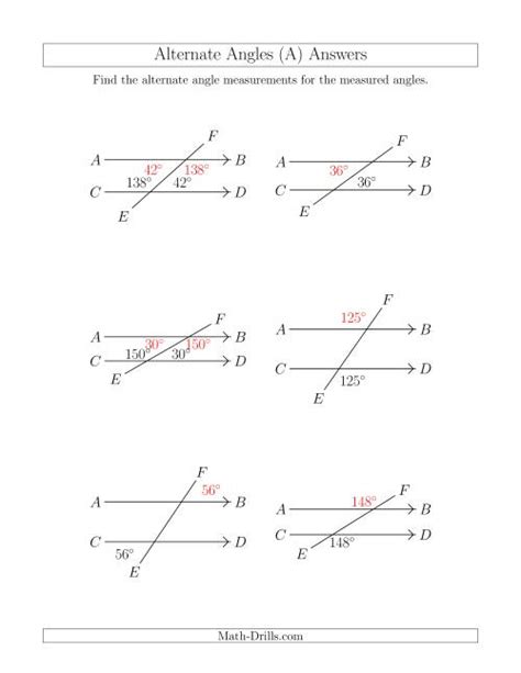 Alternate Interior Angles Worksheet - Printable Word Searches