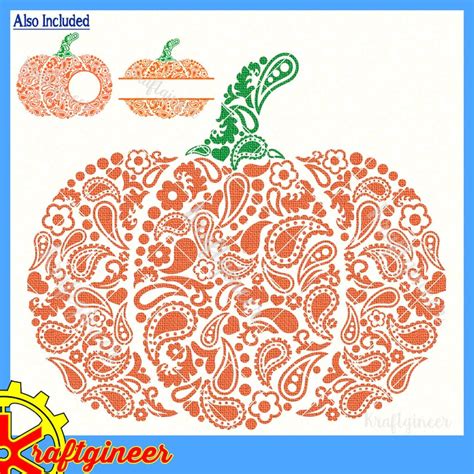 Paisley Pumpkin SVG Swirly Pumpkin Split Pumpkin Monogram | Etsy