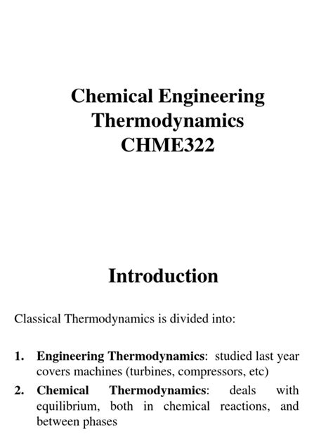 Chemical Engineering Thermo Lecture 1 | PDF | Thermodynamic Equilibrium | Thermodynamics