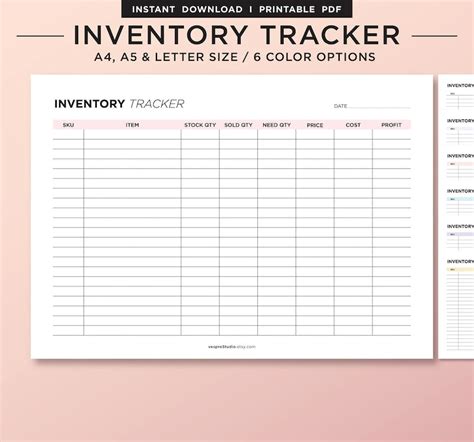 Inventory Tracker, Small Business Organizer, Inventory Management Form ...