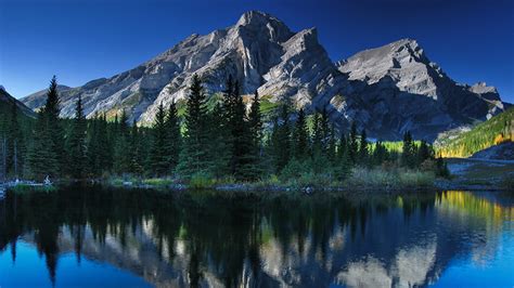 Fonds d'ecran 1366x768 Canada Montagnes Lac Alberta Picea Reflet Nature ...