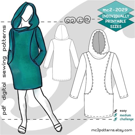 Hoodie Dress Pattern - Etsy