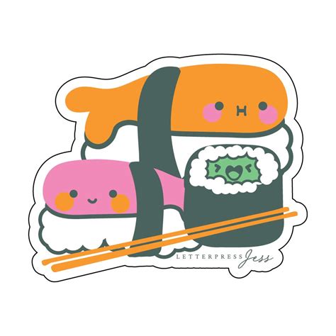 Sushi Cutie Kawaii Sticker | Letterpress Jess