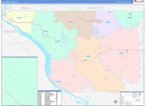 Jo Daviess County, IL Wall Map Color Cast Style by MarketMAPS