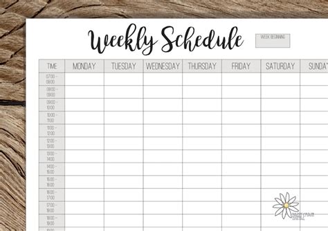 Printable Weekly Schedule Weekly Timetable A4 and US | Etsy